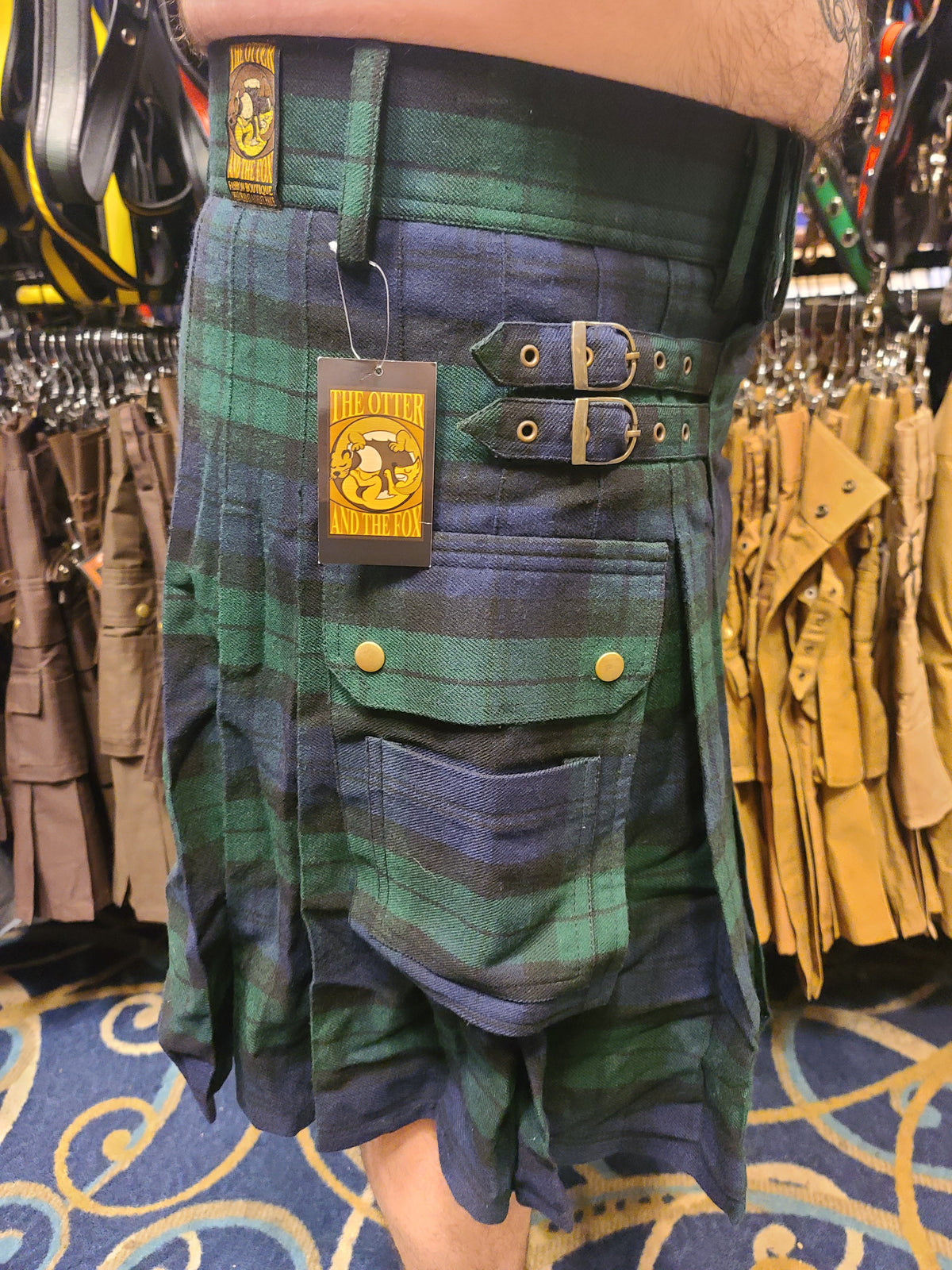 Black Watch Tartan Kilt by KiltedBros Hunter Green/Navy Blue Plaid - view 3