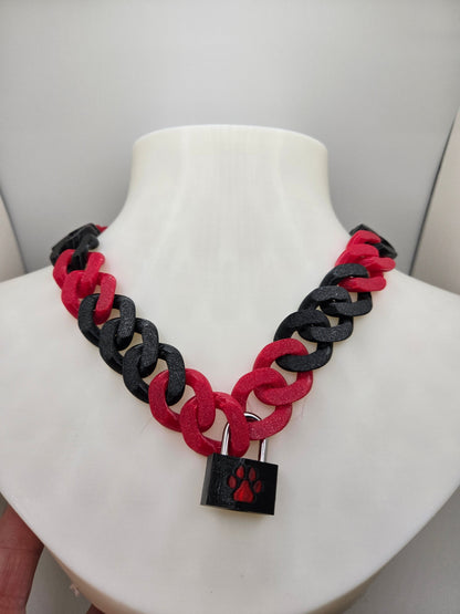 🔗 Multicolor Cuban Chain Necklace / Collar with Matching Padlock – Colorful, Personalized, Durable, & Stylish