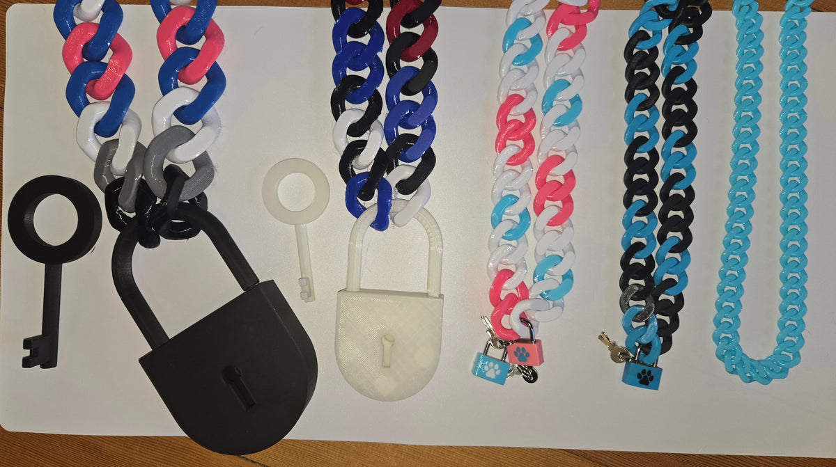 🔗 Multicolor Cuban Chain Necklace / Collar with Matching Padlock – Colorful, Personalized, Durable, & Stylish