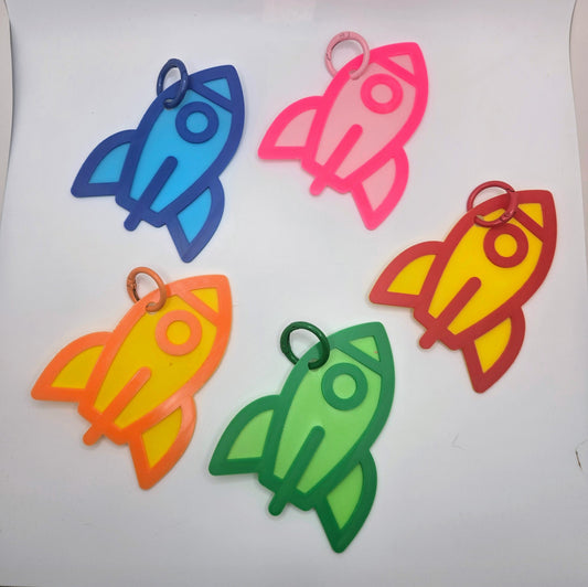 Rocketship, Ducky, Keychain / Bag Tag - Colorful Identity Bag Charm - view 2