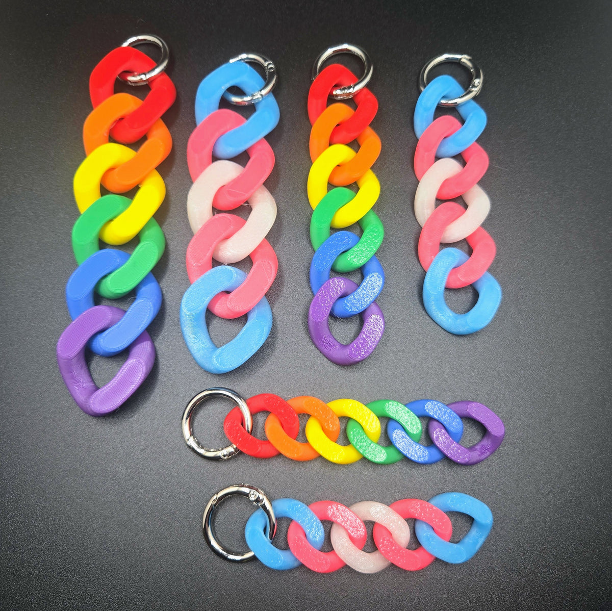 Custom Pride Rainbow Cuban Chain Keychains – Colorful Chunky Link Fidget Charm
