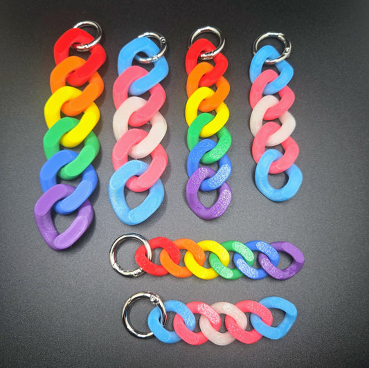 Custom Pride Rainbow Cuban Chain Keychains – Colorful Chunky Link Fidget Charm | MEN  | Pupifer's Kink Wonderland | OUTFAIR | OUTFAIR