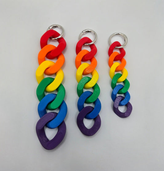 Custom Pride Rainbow Cuban Chain Keychains – Colorful Chunky Link Fidget Charm | MEN  | Pupifer's Kink Wonderland | OUTFAIR | OUTFAIR