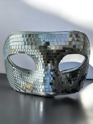 Black and Silver Disco Ball Mask | MEN ACCESSORIES | LAVISH NY | OUTFAIR | OUTFAIR