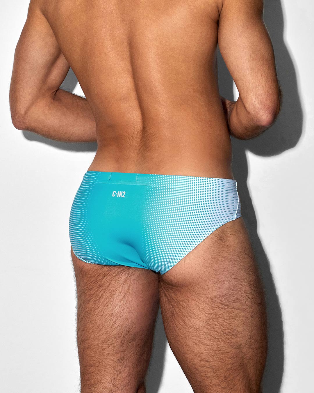 Swim Brief Super Bright Halftone Neon Blue - back view