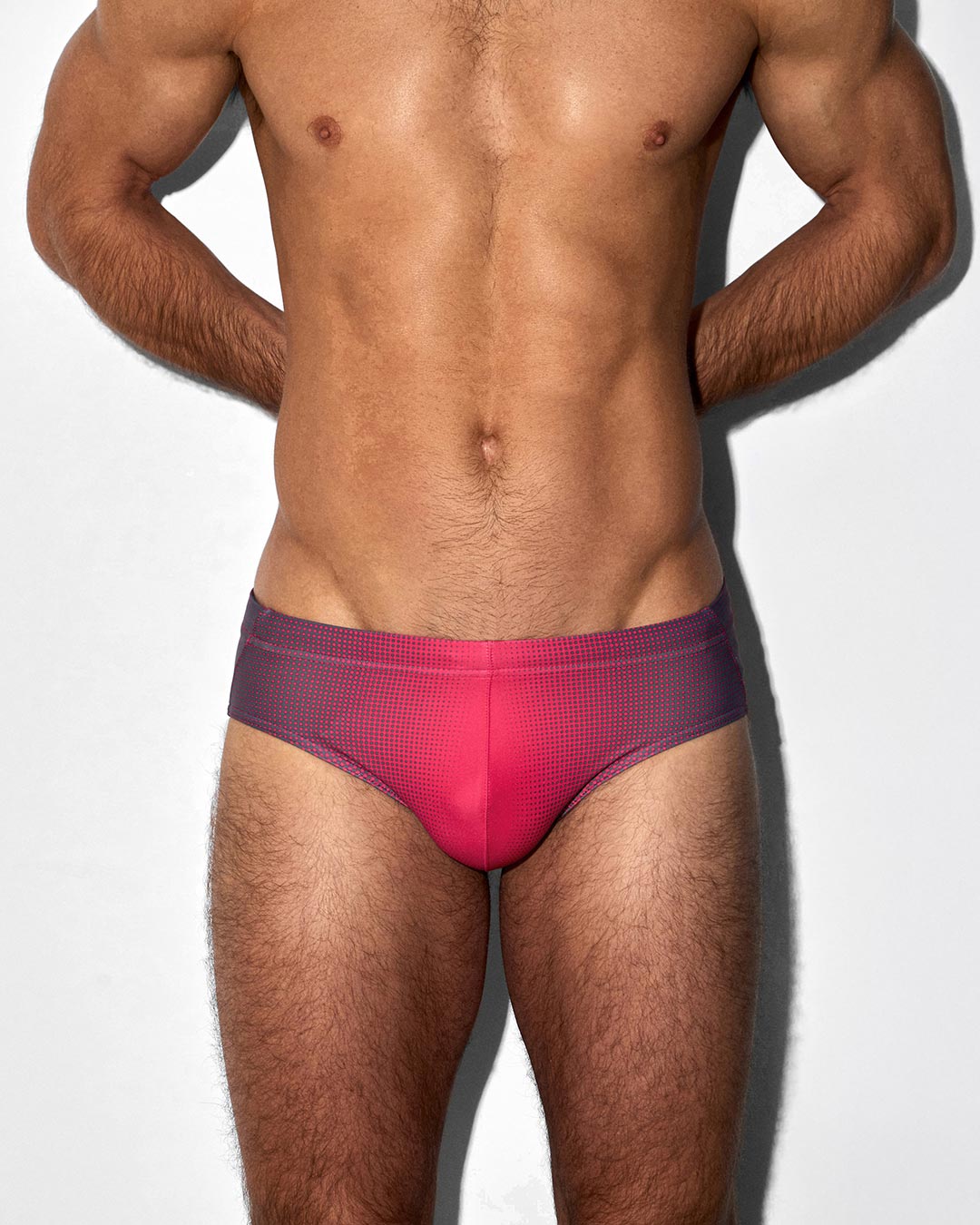 Swim Brief Super Bright Halftone Neon Red - back view