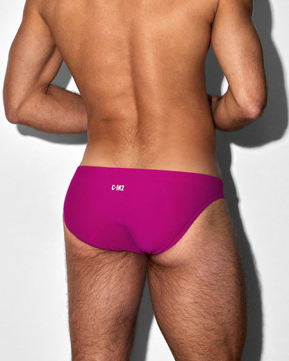 Swim Tanga Solid Raspberry Pink - back view