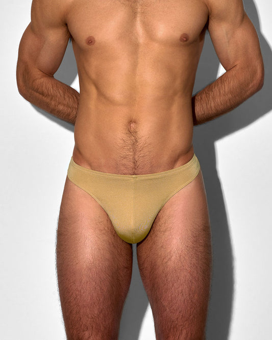 Swim Thong Solid Champagne Nude - front view