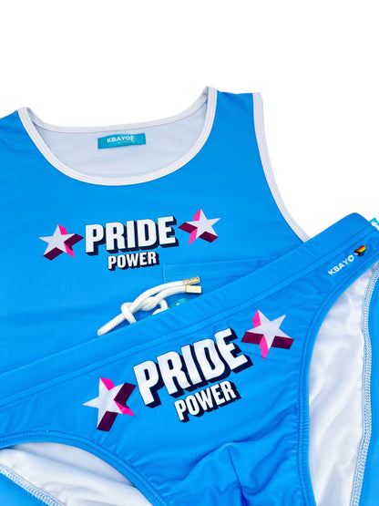 PRIDE POWER Light Blue Swimsuit | MEN SWIMWEAR | KBAYO | OUTFAIR | OUTFAIR