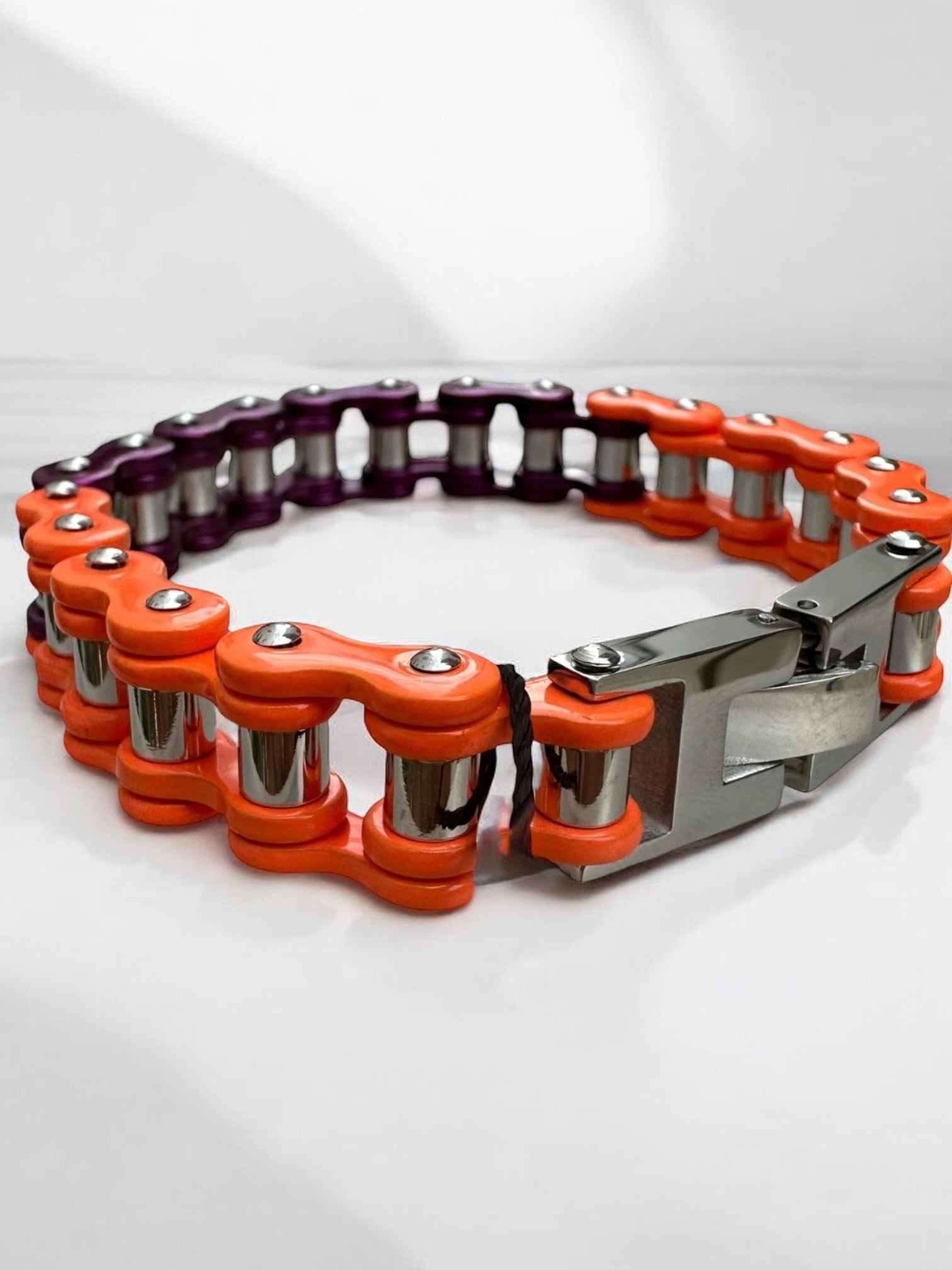 Purple and Orange Stainless Steel Bike Chain Bracelet | MEN ACCESSORIES | LAVISH NY | OUTFAIR | OUTFAIR