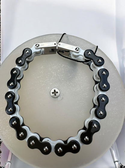 The Shadows Stainless Steel Bike Chain Bracelet | MEN ACCESSORIES | LAVISH NY | OUTFAIR | OUTFAIR