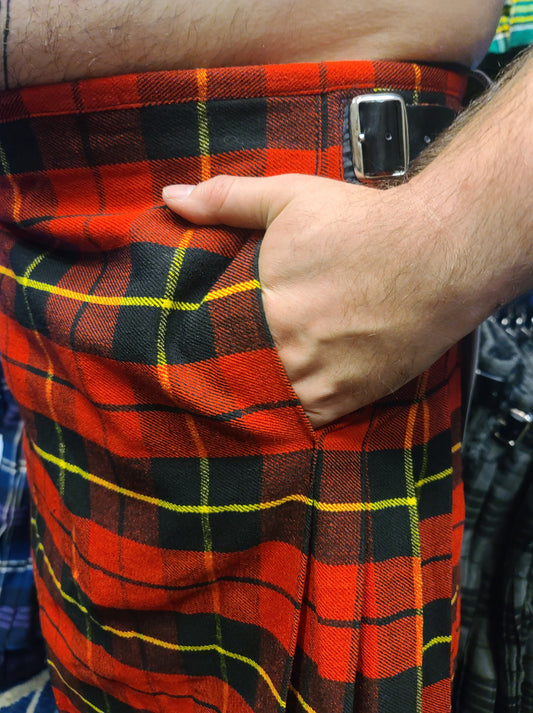 Wallace Tartan Kilt by KiltedBros Red Plaid - front view