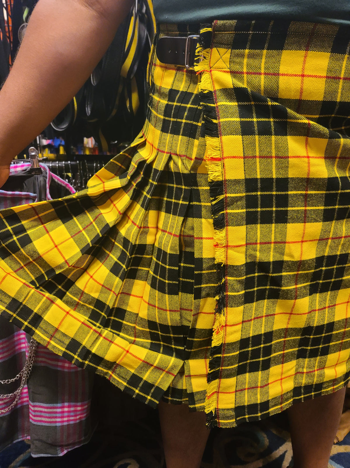 Macleod of Lewis Tartan Kilt by KiltedBros Yellow Plaid Flannel - front view
