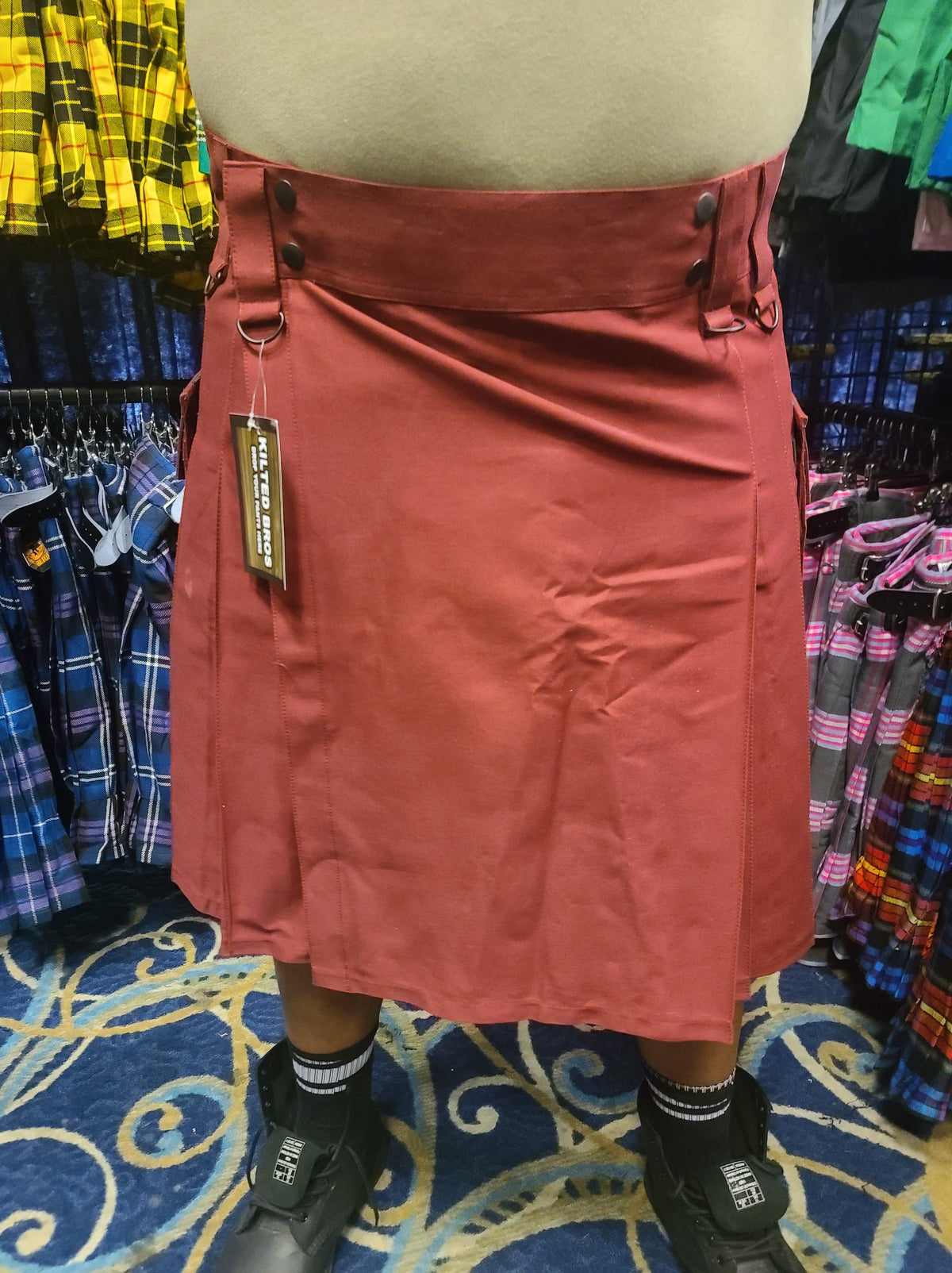 Utility Kilt in Burgundy by KiltedBros - front view