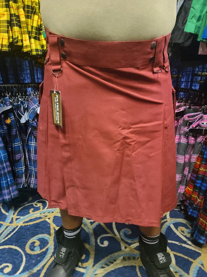 Utility Kilt in Burgundy by KiltedBros - front view
