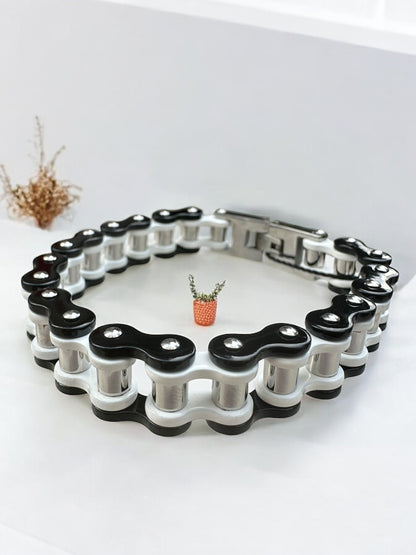 The Shadows Stainless Steel Bike Chain Bracelet | MEN ACCESSORIES | LAVISH NY | OUTFAIR | OUTFAIR