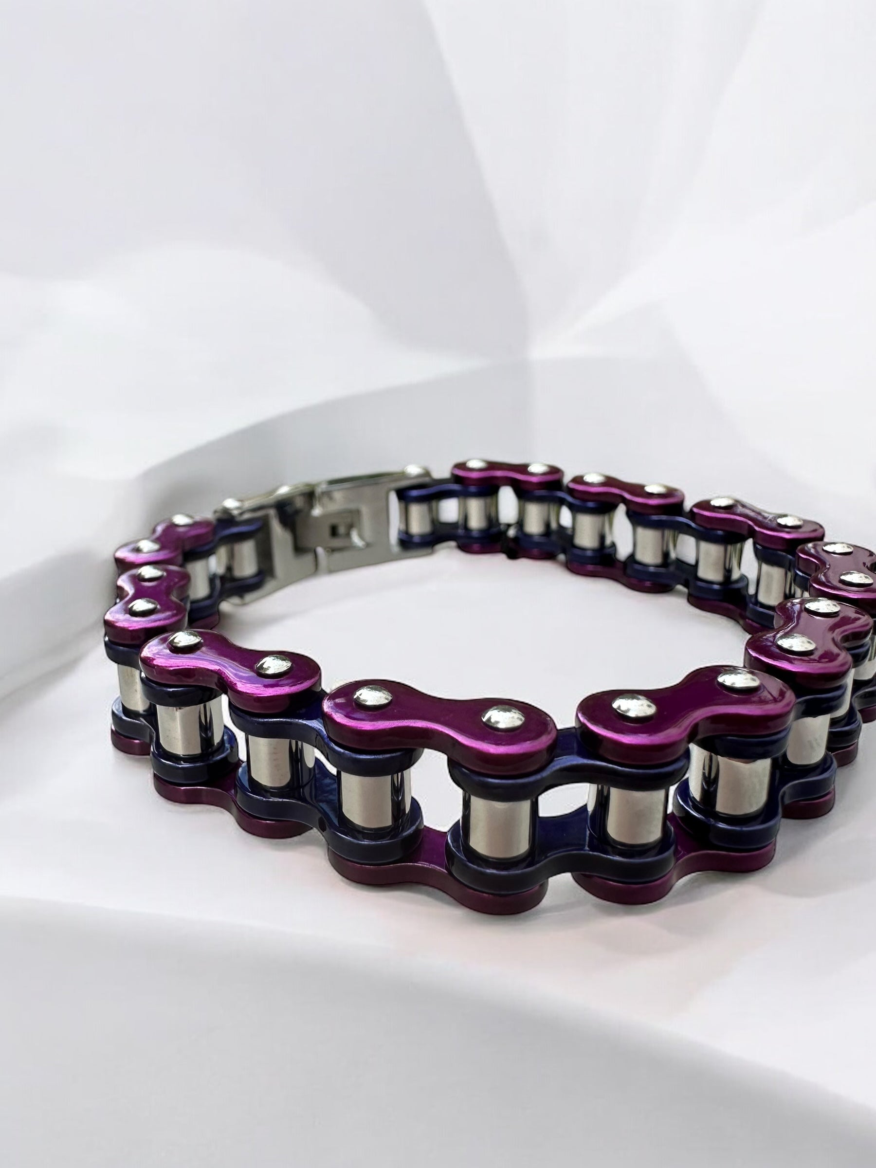 The Purple Rain Stainless Steel Bike Chain Bracelet | MEN ACCESSORIES | LAVISH NY | OUTFAIR | OUTFAIR