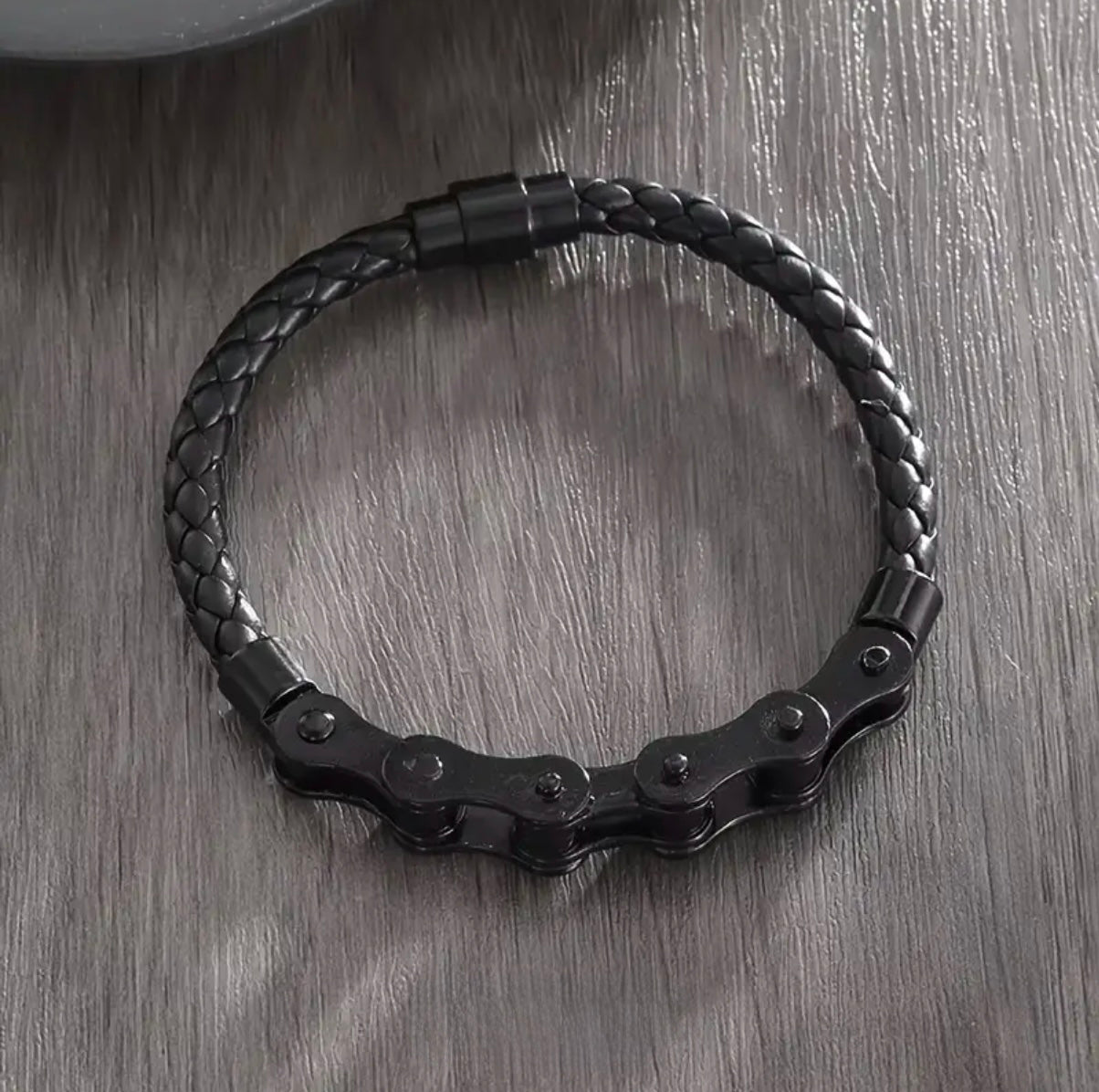 Leather and Bike Chain Bracelet | MEN ACCESSORIES | LAVISH NY | OUTFAIR | OUTFAIR