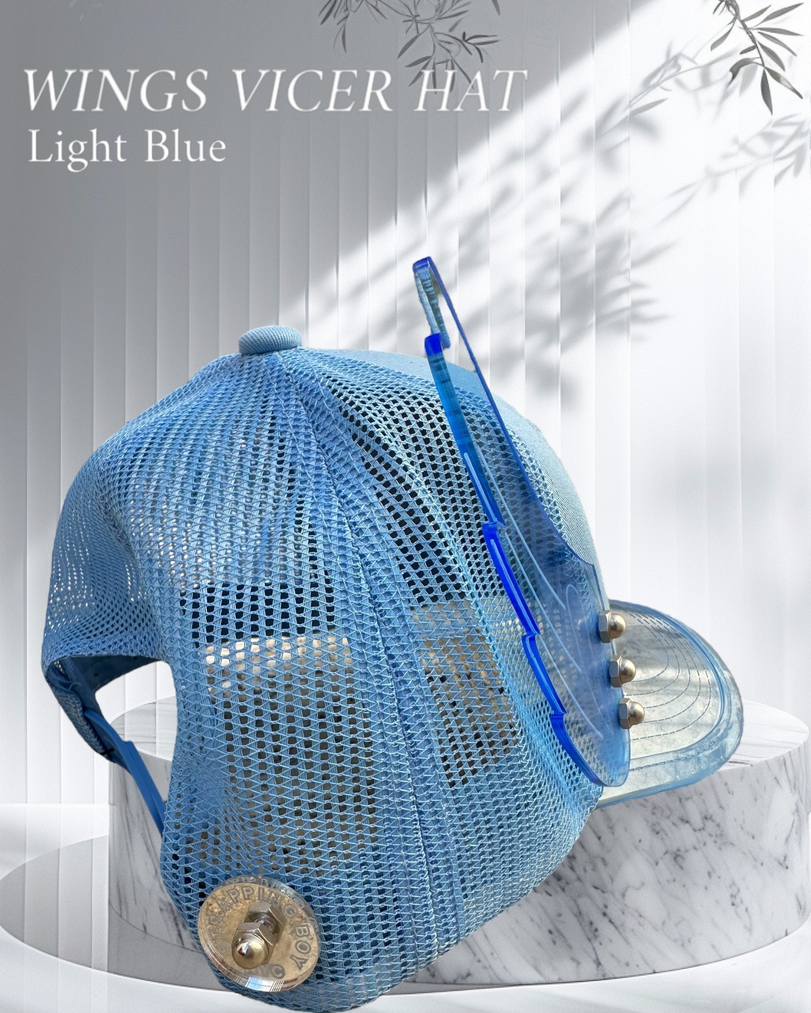LIGHT BLUE WINGS VICER HAT | MEN ACCESSORIES | STRAPPING BOY NYC | OUTFAIR | OUTFAIR