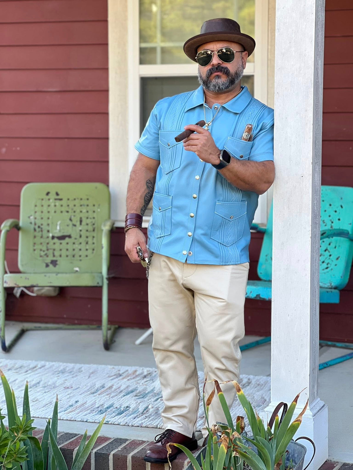Leather Guayaberas Shirt - view 4