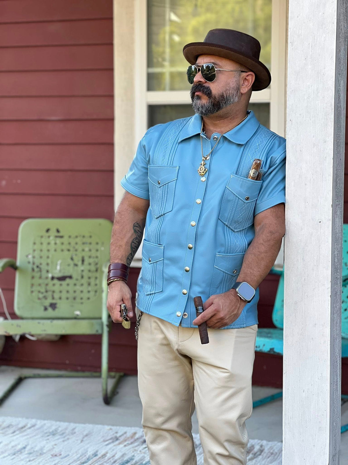 Leather Guayaberas Shirt - view 3