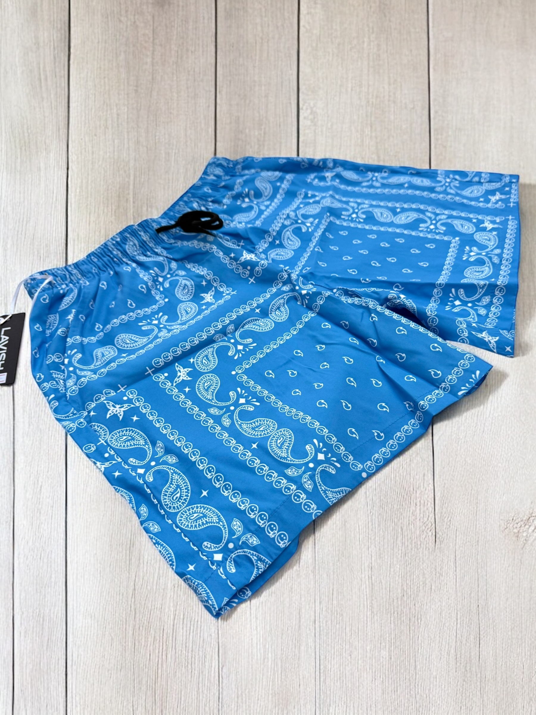 Light Blue Paisley Shorts | MEN SHORTS | LAVISH NY | OUTFAIR | OUTFAIR