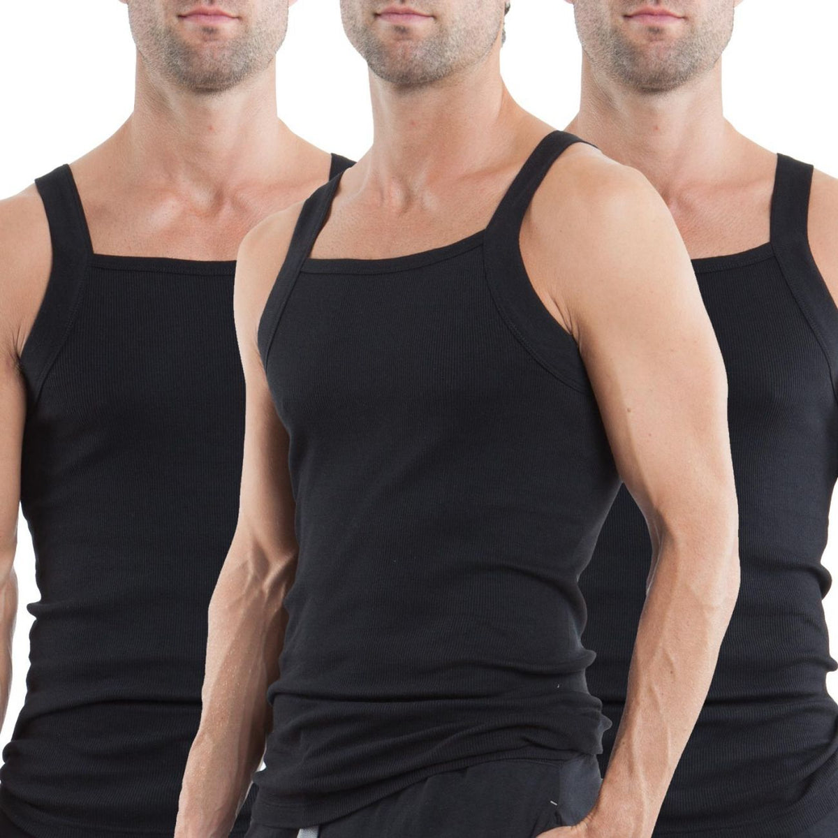 Papi 3-Pack Square Neck Tank - Black