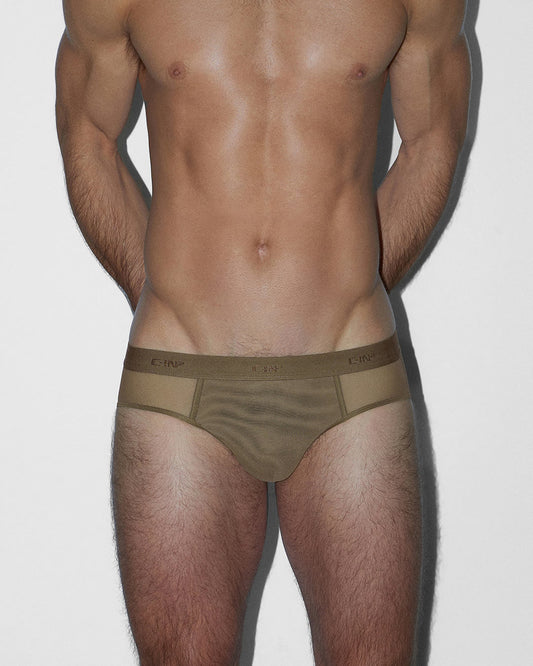Sheer Low Rise Brief Dark Nude - front view