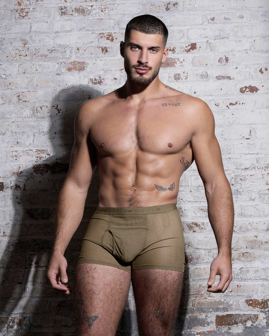 Sheer Boxer Brief Dark Nude - front view