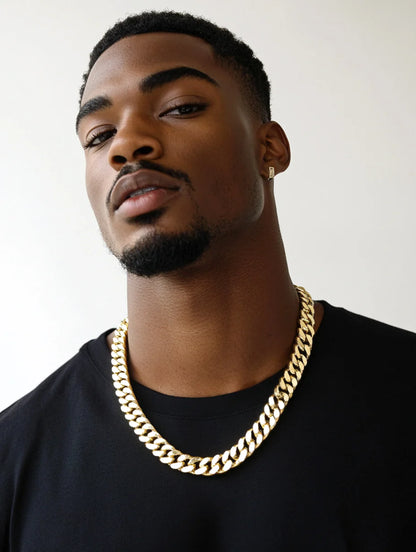 14 MM Gold-Plated Cuban Style Chain | MEN ACCESSORIES | INAROS By Nick | OUTFAIR | OUTFAIR