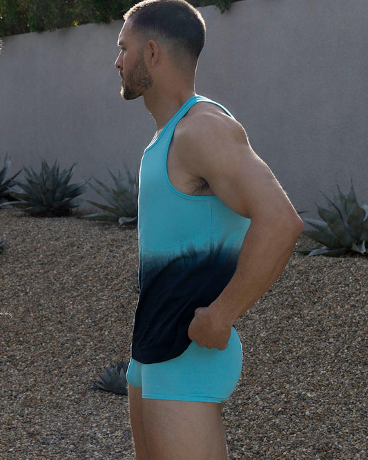 Dip Dye Relaxed Tank Storm Blue - front view