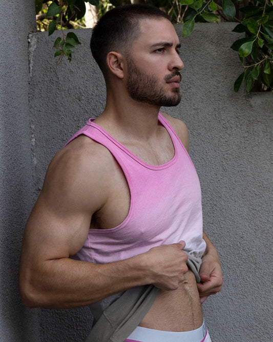Dip Dye Relaxed Tank Peony Pink - front view