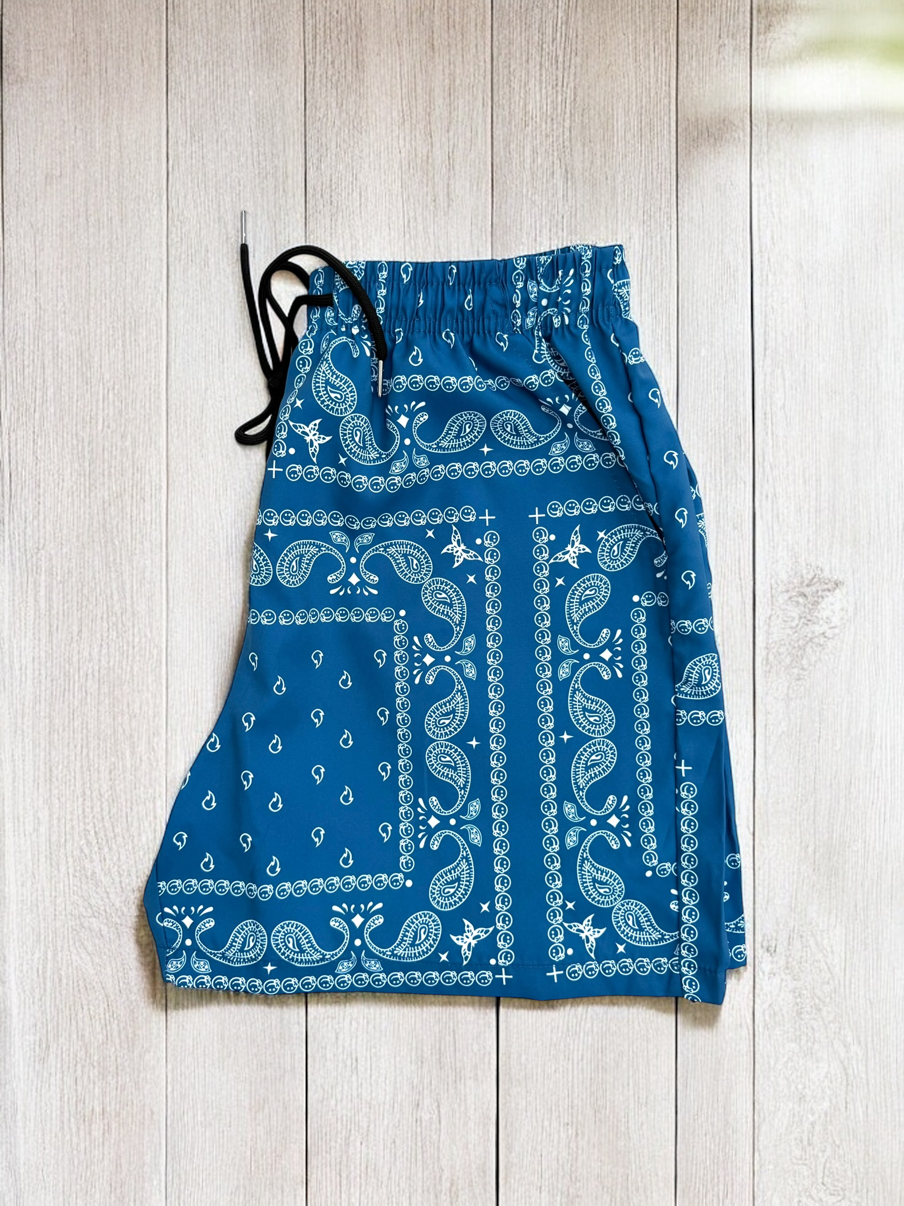 Denim Blue Paisley Shorts | MEN SHORTS | LAVISH NY | OUTFAIR | OUTFAIR