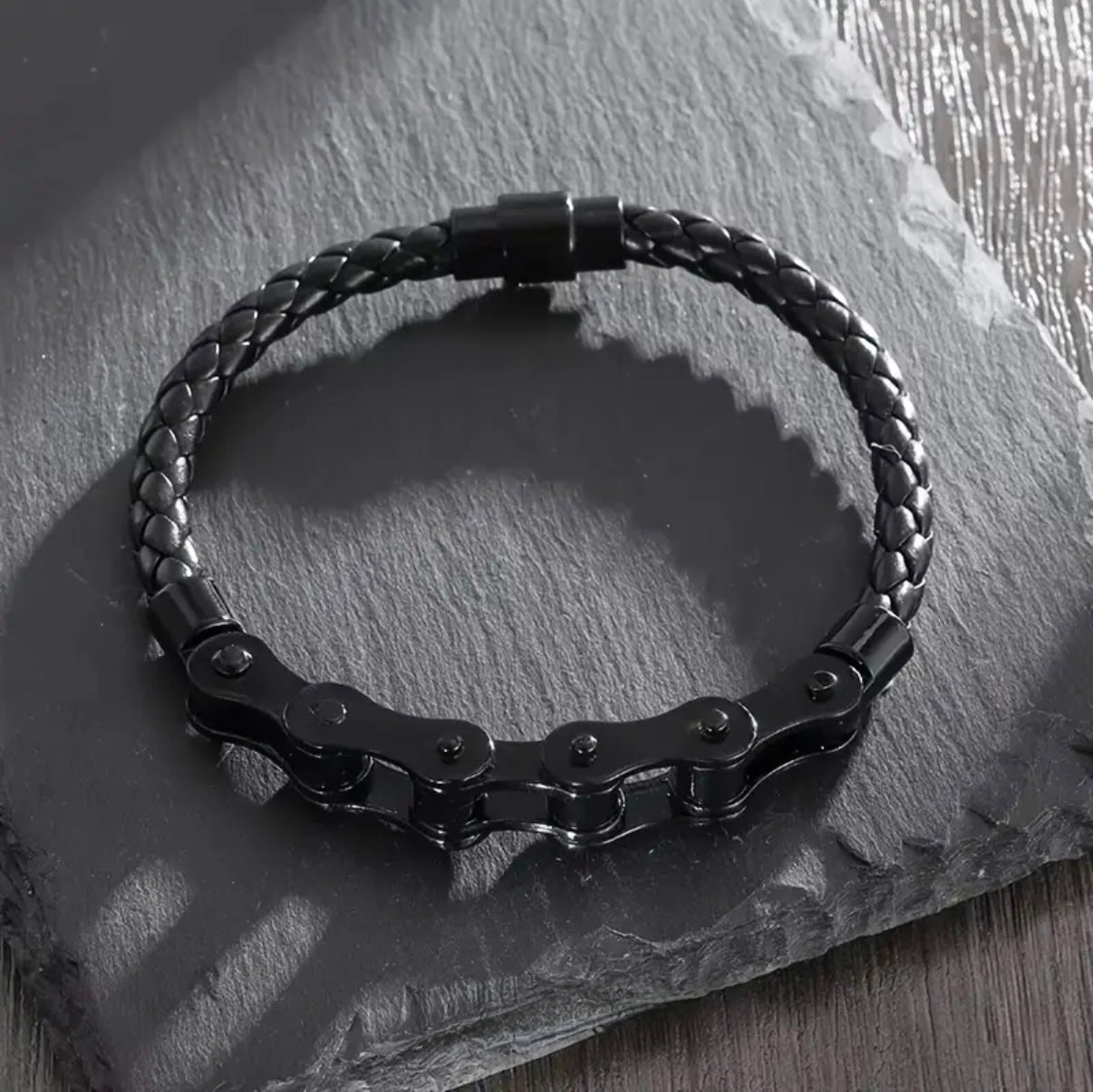Leather and Bike Chain Bracelet | MEN ACCESSORIES | LAVISH NY | OUTFAIR | OUTFAIR