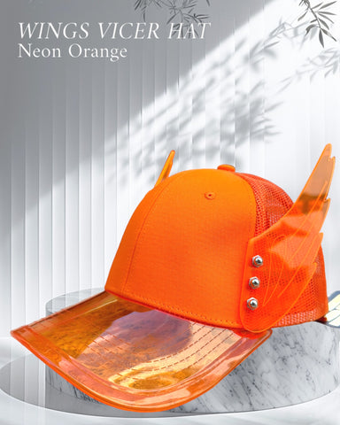 NEON ORANGE WINGS VICER HAT | MEN ACCESSORIES | STRAPPING BOY NYC | OUTFAIR | OUTFAIR