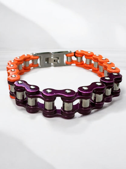 Purple and Orange Stainless Steel Bike Chain Bracelet | MEN ACCESSORIES | LAVISH NY | OUTFAIR | OUTFAIR