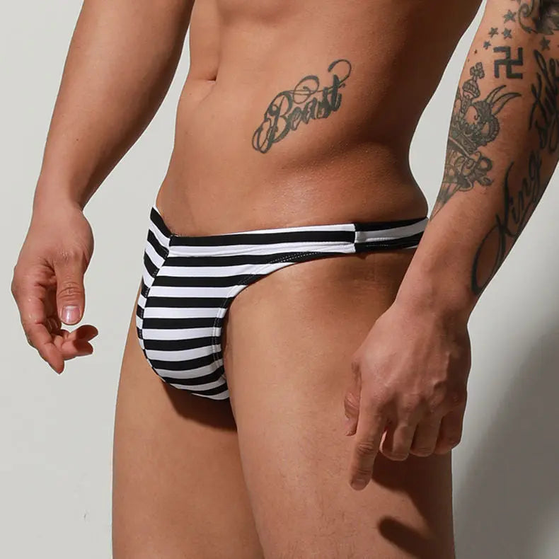 B&W Stripes Swim Brief - view 3