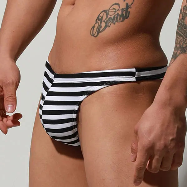 B&W Stripes Swim Brief - view 6