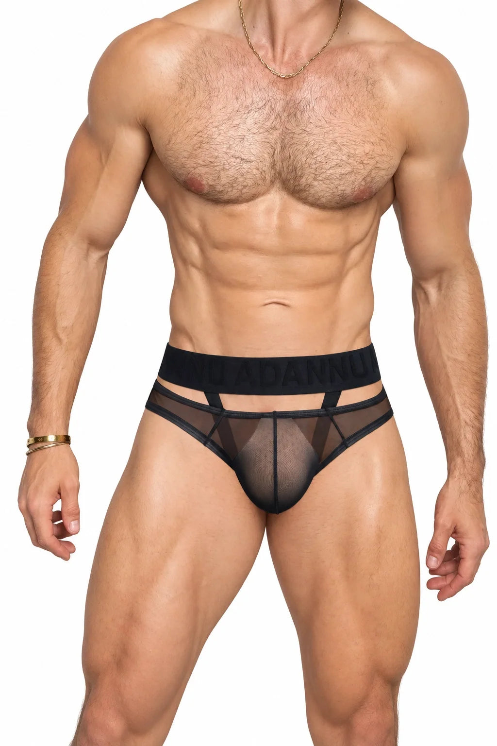 Men’s Sexy Sheer Thong with Ring & Strap Design - view 7