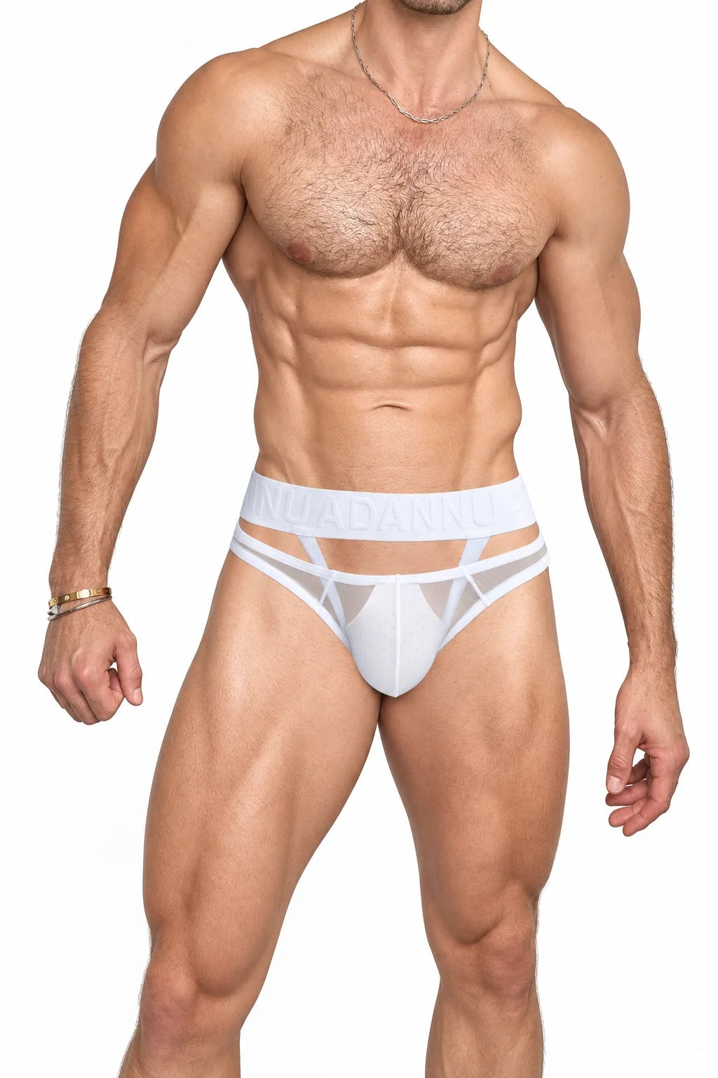 Men’s Sexy Sheer Thong with Ring & Strap Design - view 24