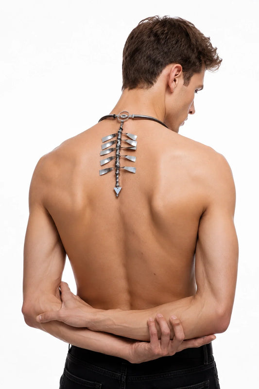 Cyberpunk Spine Pendant Necklace - front view