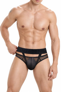Men’s Sexy Sheer Thong with Ring & Strap Design - front view