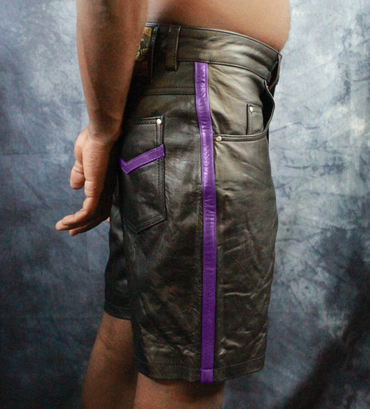 OnF "Chevron" Shorts in Black and Purple - front view
