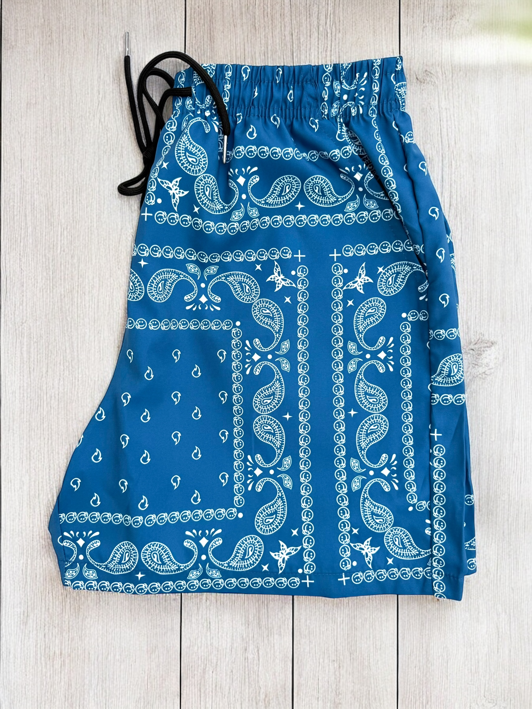 Denim Blue Paisley Shorts | MEN SHORTS | LAVISH NY | OUTFAIR | OUTFAIR