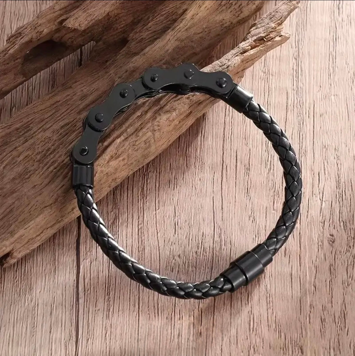 Leather and Bike Chain Bracelet | MEN ACCESSORIES | LAVISH NY | OUTFAIR | OUTFAIR