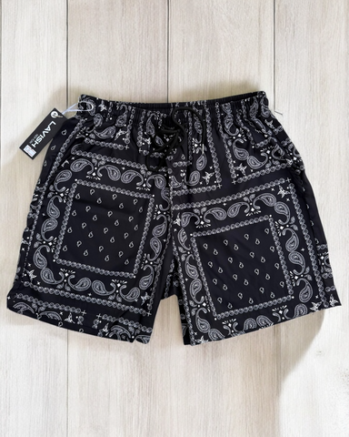 Black Paisley Shorts