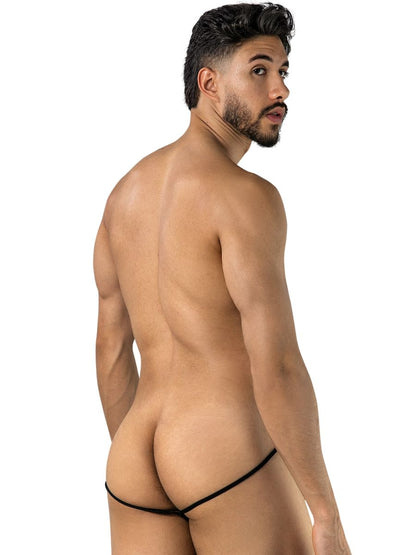 Seductive Black Lace Polyamide Thong - view 3