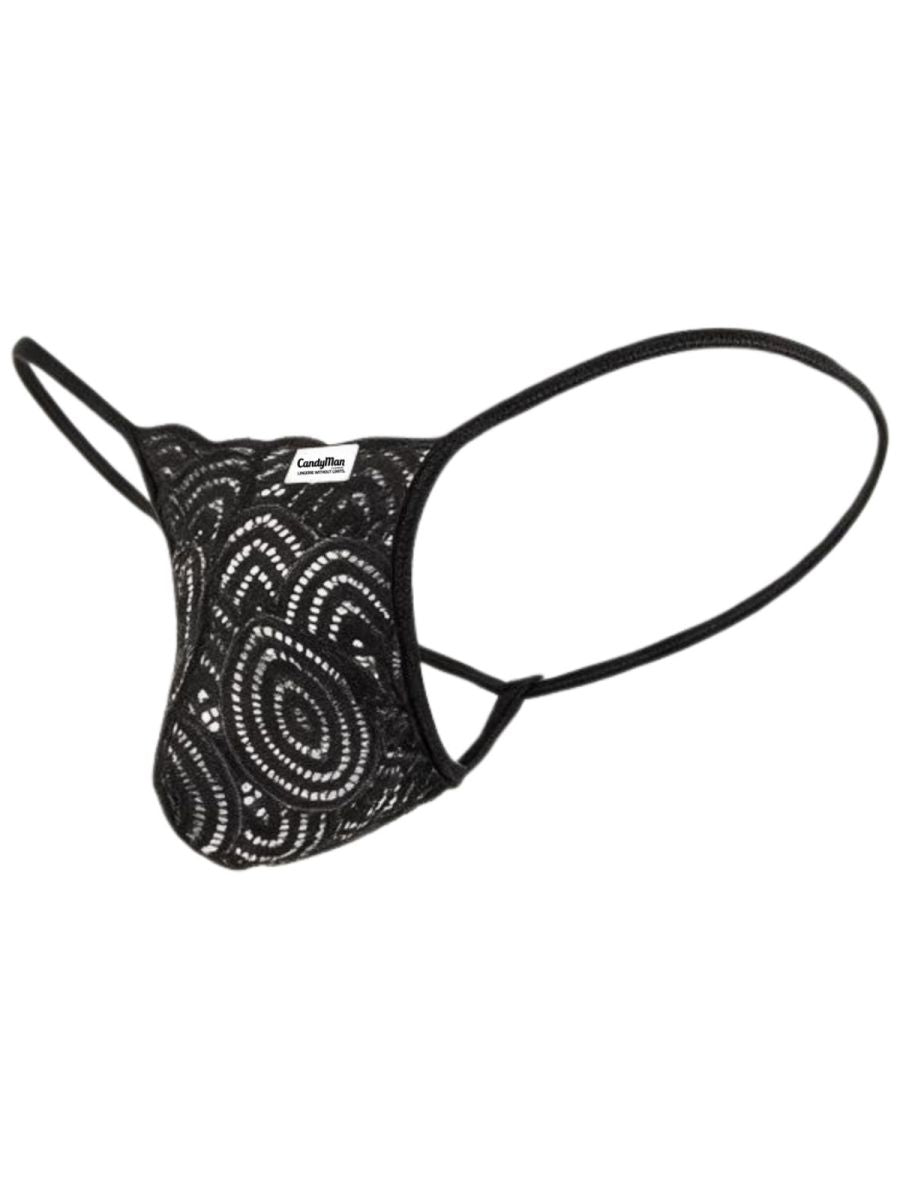 Seductive Black Lace Polyamide Thong - view 7