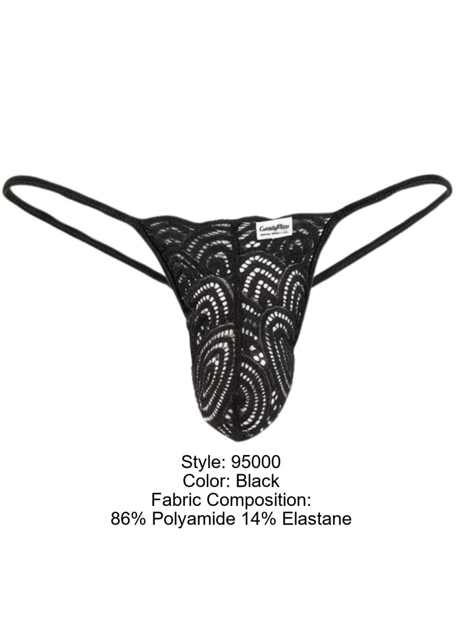 Seductive Black Lace Polyamide Thong - view 8