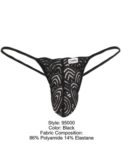 Seductive Black Lace Polyamide Thong - view 8